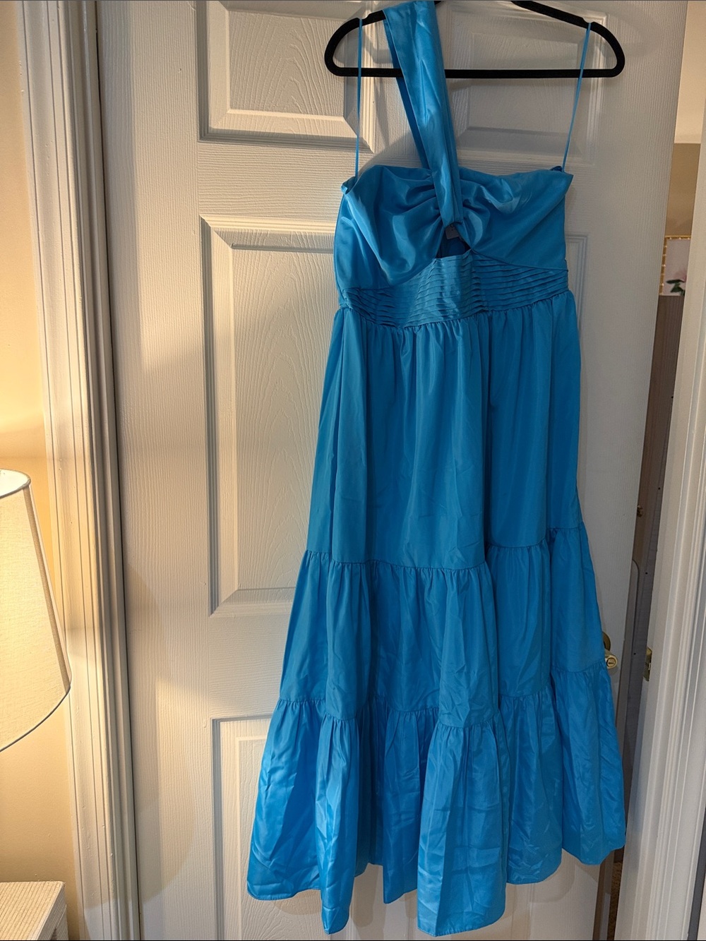 One-Shoulder Bright Blue Tiered Sundress